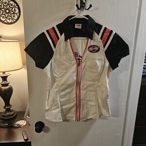 Harley-Davidson Black and White Zip-Up Shirt